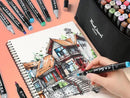 Set Pennarelli Professionali a Doppia Punta - 80 Colori | Fine + Larga con Borsa Organizer