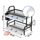 Scolapiatti a 2 Livelli Nero - Organizer da Cucina Moderno ed Elegante