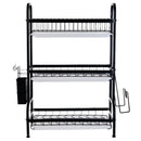 Scolapiatti a 3 Livelli in Acciaio Inox - Organizer da Cucina 61x23.5x42cm Nero