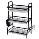Scolapiatti a 3 Livelli in Acciaio Inox - Organizer da Cucina 61x23.5x42cm Nero