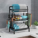 Scolapiatti a 3 Livelli in Acciaio Inox - Organizer da Cucina 61x23.5x42cm Nero