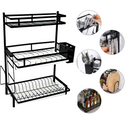 Scaffale da Cucina a 3 Livelli - Organizer per Spezie, Utensili e Stoviglie in Acciaio Inox
