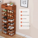 Scarpiera a 7 Ripiani in Truciolare - Organizer per Scarpe Elegante, Colore Legno Scuro