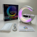 Stazione di ricarica wireless 3 in 1 con lampada RGB e cassa bluetooth, controllo tramite app