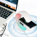 Stazione di ricarica wireless 3 in 1 con lampada RGB e cassa bluetooth, controllo tramite app