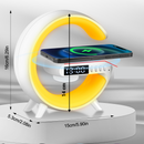 Stazione di ricarica wireless 3 in 1 con lampada RGB e cassa bluetooth, controllo tramite app