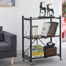 Scaffale Mobile Portaoggetti in Metallo Pieghevole con Ruote - 3 Ripiani 71x39x89cm - Organizzazione dello Spazio