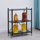 Scaffale Mobile Portaoggetti in Metallo Pieghevole con Ruote - 3 Ripiani 71x39x89cm - Organizzazione dello Spazio