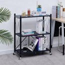 Scaffale Mobile Portaoggetti in Metallo Pieghevole con Ruote - 3 Ripiani 71x39x89cm - Organizzazione dello Spazio