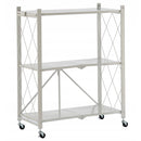 Scaffale Mobile Portaoggetti in Metallo Pieghevole con Ruote - 3 Ripiani 71x39x89cm - Organizzazione dello Spazio