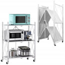 Scaffale Mobile Portaoggetti in Metallo Pieghevole con Ruote - 3 Ripiani 71x39x89cm - Organizzazione dello Spazio