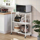 Scaffale Mobile Portaoggetti in Metallo Pieghevole con Ruote - 3 Ripiani 71x39x89cm - Organizzazione dello Spazio