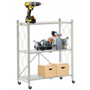 Scaffale Mobile Portaoggetti in Metallo Pieghevole con Ruote - 3 Ripiani 71x39x89cm - Organizzazione dello Spazio