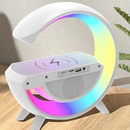Lampada LED RGB Multifunzione con Ricarica Wireless, Bluetooth, Orologio e Sveglia - 15W