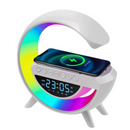 Lampada LED RGB Multifunzione con Ricarica Wireless, Bluetooth, Orologio e Sveglia - 15W