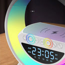 Lampada LED RGB Multifunzione con Ricarica Wireless, Bluetooth, Orologio e Sveglia - 15W