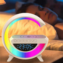 Lampada LED RGB Multifunzione con Ricarica Wireless, Bluetooth, Orologio e Sveglia - 15W