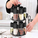 Set 12 Barattoli Portaspezie con Supporto Girevole - Organizer Cucina Premium 2 Piani