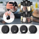 Set 12 Barattoli Portaspezie con Supporto Girevole - Organizer Cucina Premium 2 Piani