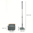 Set Mop Rotante con Secchio e Separatore d'Acqua, Manico in Acciaio Inox e 2 Teste in Microfibra