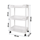 Carrello portaoggetti con ruote - 3 ripiani per cucina e bagno