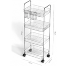 Carrello Portaoggetti Mobile con 4 Ripiani - 40x28,5x95cm - Design Moderno