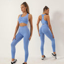 Completo Sportivo Donna 2 Pezzi - Leggings Push-Up + Reggiseno Sportivo Imbottito, Materiale Traspirante ad Asciugatura Rapida