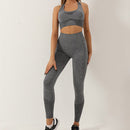 Completo Sportivo Donna 2 Pezzi - Leggings Push-Up + Reggiseno Sportivo Imbottito, Materiale Traspirante ad Asciugatura Rapida