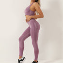 Completo Sportivo Donna 2 Pezzi - Leggings Push-Up + Reggiseno Sportivo Imbottito, Materiale Traspirante ad Asciugatura Rapida