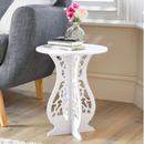 Tavolino decorativo a clessidra bianco in PVC - Appoggio per caffè e vasi, design moderno