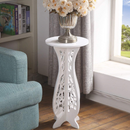 Tavolino decorativo a clessidra bianco in PVC - Appoggio per caffè e vasi, design moderno
