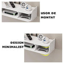 Supporto da parete multifunzione per router e accessori - 3 scomparti, 60x20cm