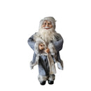 Figura decorativa Babbo Natale elegante, in costume grigio con pelliccia bianca