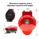 Mini macchina elettrica per waffle e cialde con piastre antiaderenti - Design compatto rosso