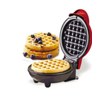 Mini macchina elettrica per waffle e cialde con piastre antiaderenti - Design compatto rosso