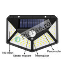 Lampada Solare con 100 LED e Sensore di Movimento - 600 Lumen