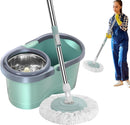 Mocio Rotante con Secchio 8L e Sistema di Strizzatura - Set Completo con 2 Ricambi in Microfibra
