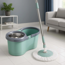 Mocio Rotante con Secchio 8L e Sistema di Strizzatura - Set Completo con 2 Ricambi in Microfibra