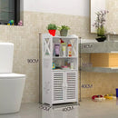 Mobile Organizer per Bagno in WPC con 3 Ripiani e Ante, Resistente all'Umidità