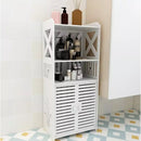 Mobile Organizer per Bagno in WPC con 3 Ripiani e Ante, Resistente all'Umidità