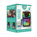 Cassa Portatile Wireless Bluetooth, Altoparlante 8 Pollici, Luci RGB, Microfono Karaoke e Telecomando BT-2092