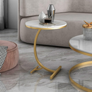 Tavolino Rotondo da Caffè Effetto Marmo - Design Moderno ed Elegante