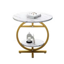 Tavolino da caffè rotondo a 2 livelli - Design moderno effetto marmo elegante