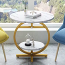 Tavolino da caffè rotondo a 2 livelli - Design moderno effetto marmo elegante
