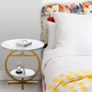 Tavolino da caffè rotondo a 2 livelli - Design moderno effetto marmo elegante