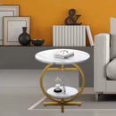 Tavolino da caffè rotondo a 2 livelli - Design moderno effetto marmo elegante
