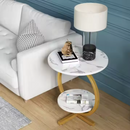Tavolino da caffè rotondo a 2 livelli - Design moderno effetto marmo elegante