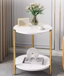Tavolino da caffè rotondo con 2 piani contenitivi - Design moderno ed elegante