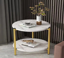 Tavolino da caffè rotondo con 2 piani contenitivi - Design moderno ed elegante