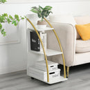 Tavolino Laterale Decorativo con 3 Ripiani in PVC - Design Moderno e Funzionale